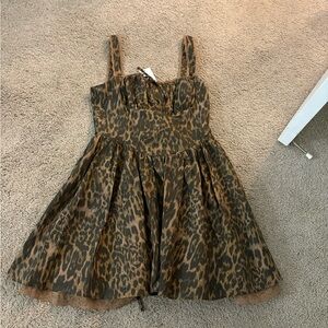 Nasty Gal Brown and Black Sleeveless Sundress with Square Neck for Night Out